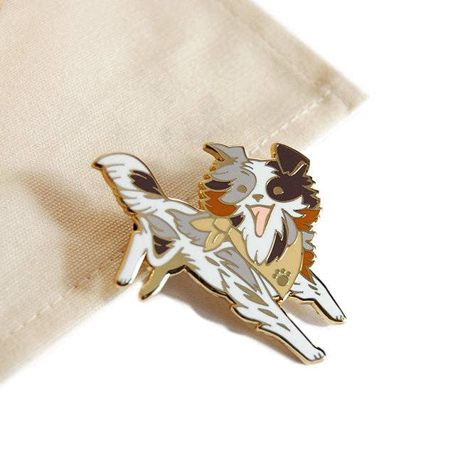 Floral Frolic - Wholesale Lapel Pin/Button - Merle Australian Shepherd Enamel Pin2