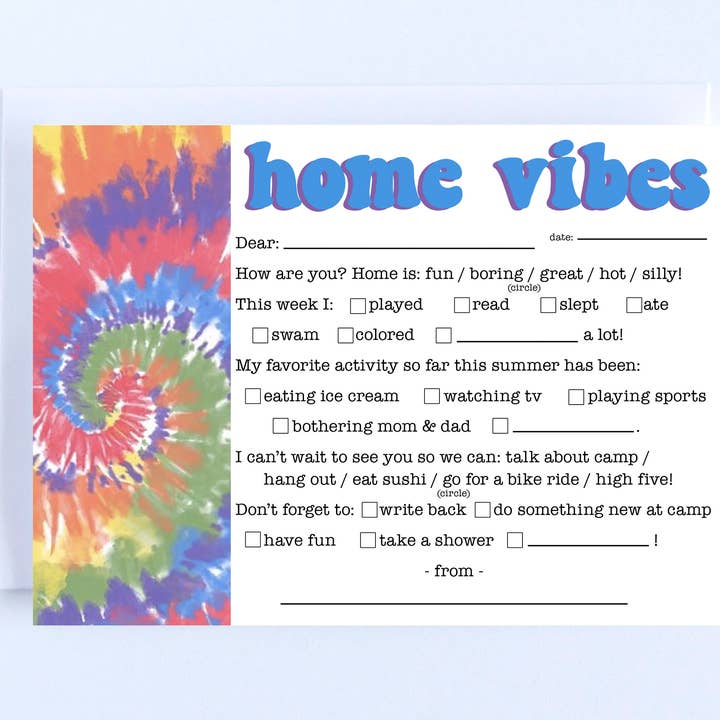 Cartão de Acampamento Doméstico: Tie-Dye Fillin (A7) - Conjunto de 10 por atacado de The Cornerstone Studio