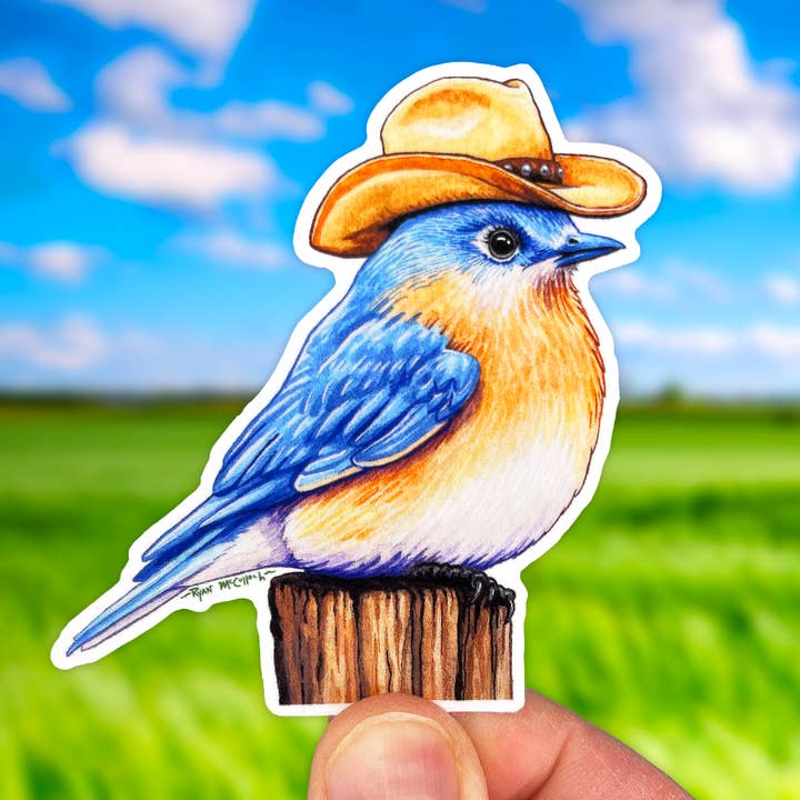 AUTOCOLLANT EN VINYLE : Western Bluebird pour la vente par Ryan McCulloch Art