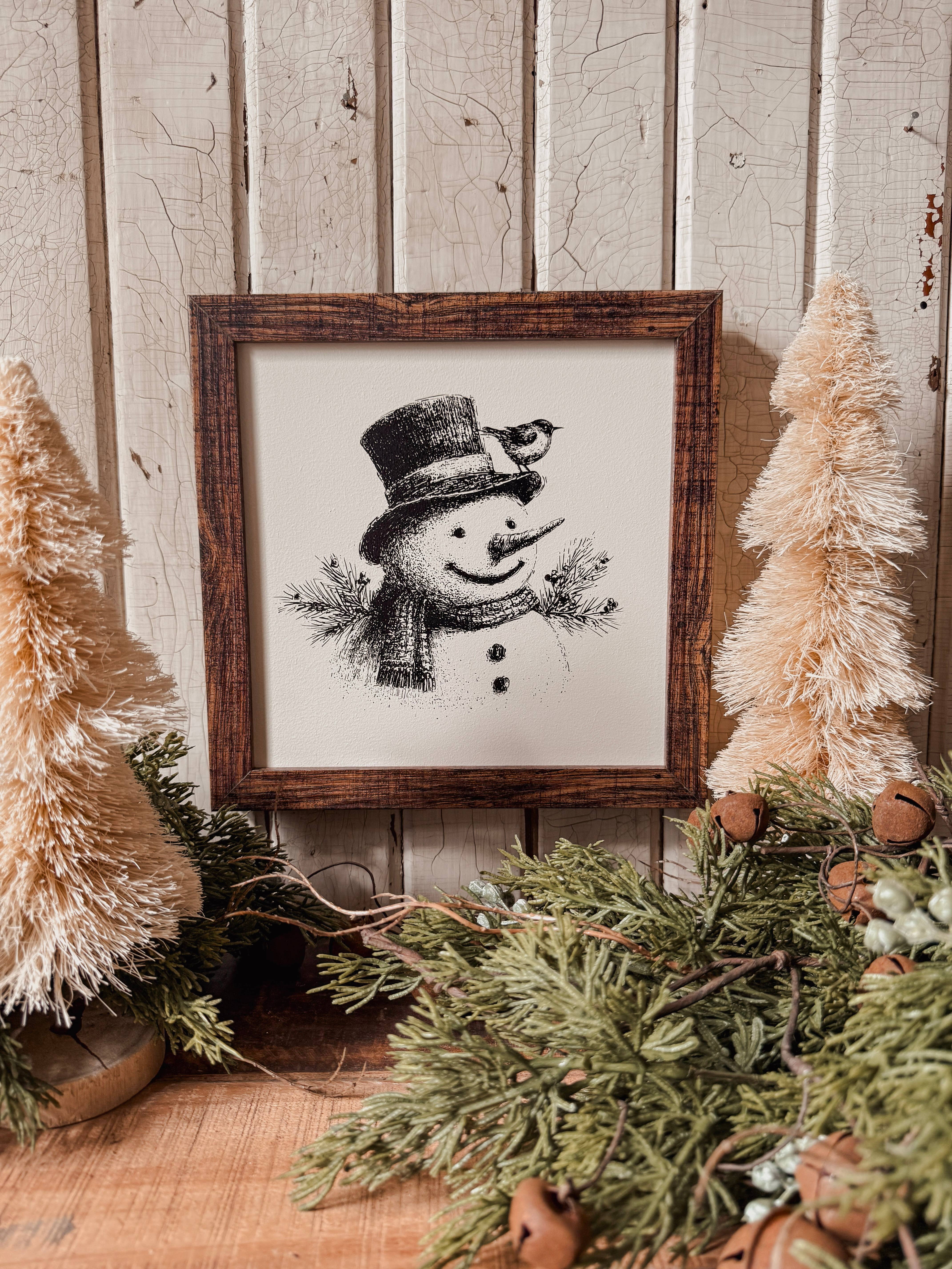 WillowBee Signs & Designs - Wholesale Sign - Black/White Vintage Snowman Face Wood Sign0