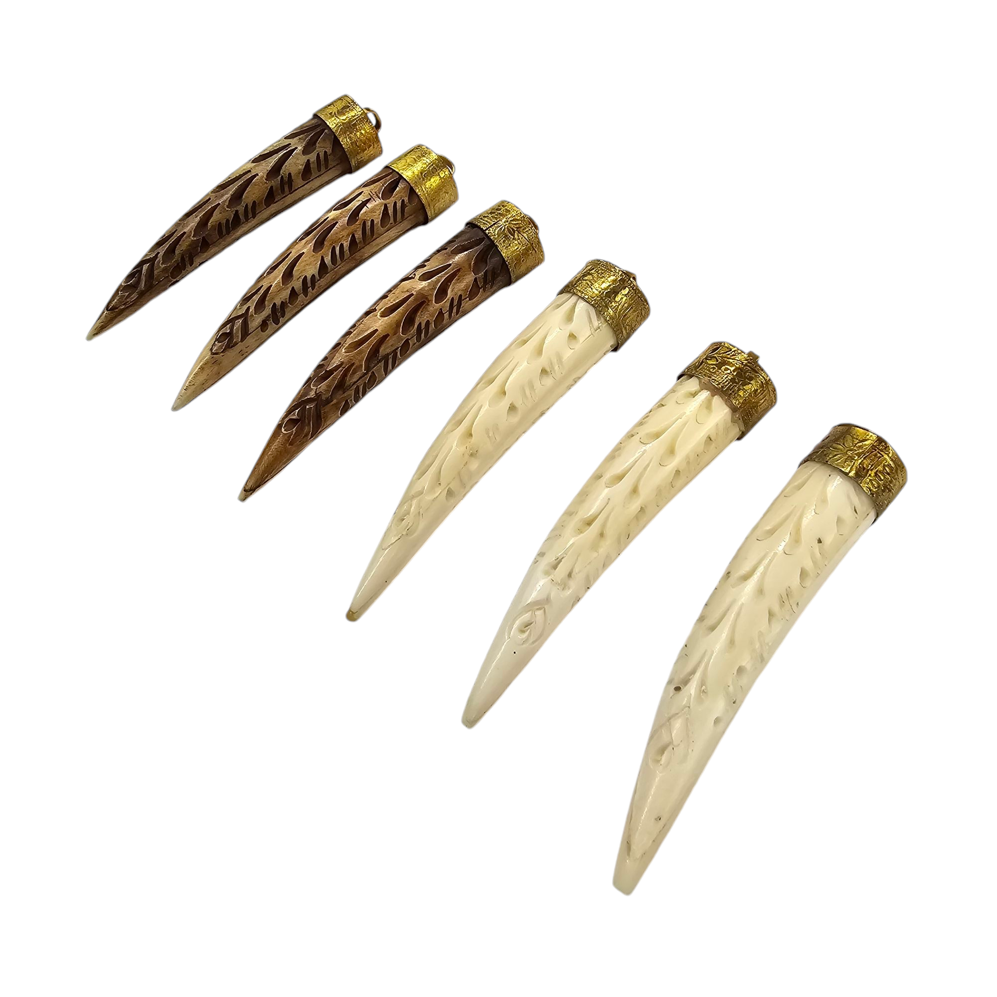 Jewelers Paradise - Vendita all'ingrosso Ciondolo/pendente - Ciondolo in osso intagliato a forma di corno con cappuccio e anello in ottone - Colore a scelta4