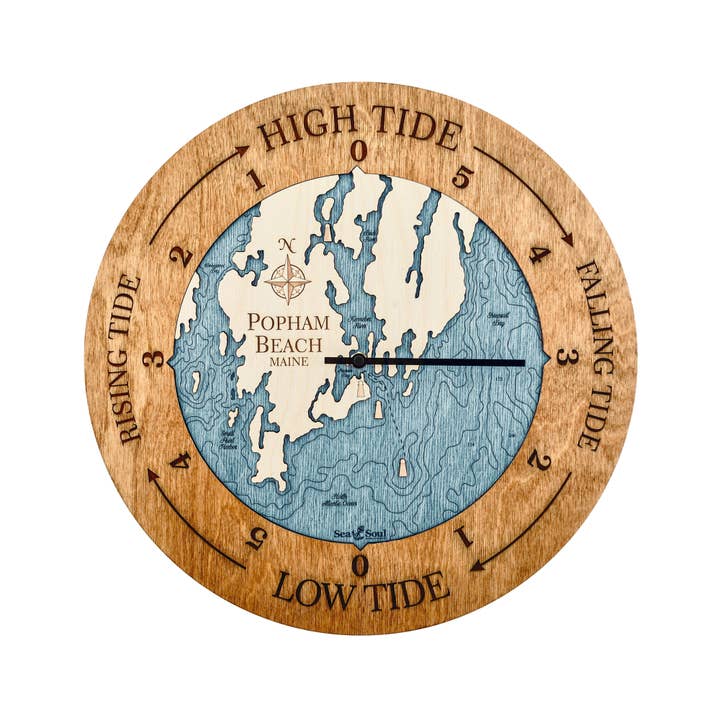 Sea & Soul Nautical Chart Art - Vente Horloges murales - Carte de profondeur d'eau de la côte du Maine88