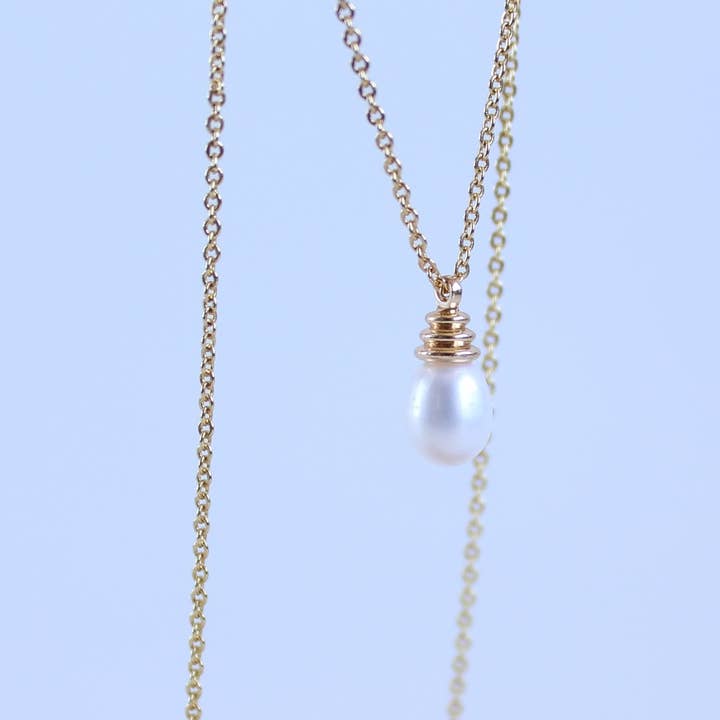 Colar com Pendente de Pérola em Forma de Gota (1C04NK) por atacado de iBijoux