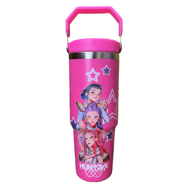 Auraquise - Vente Gourde/bouteille isotherme - Gobelet isotherme en acier inoxydable de 30 oz avec poignée et paille, mug de voiture isolé K-Pop Demon Hunters Merch1
