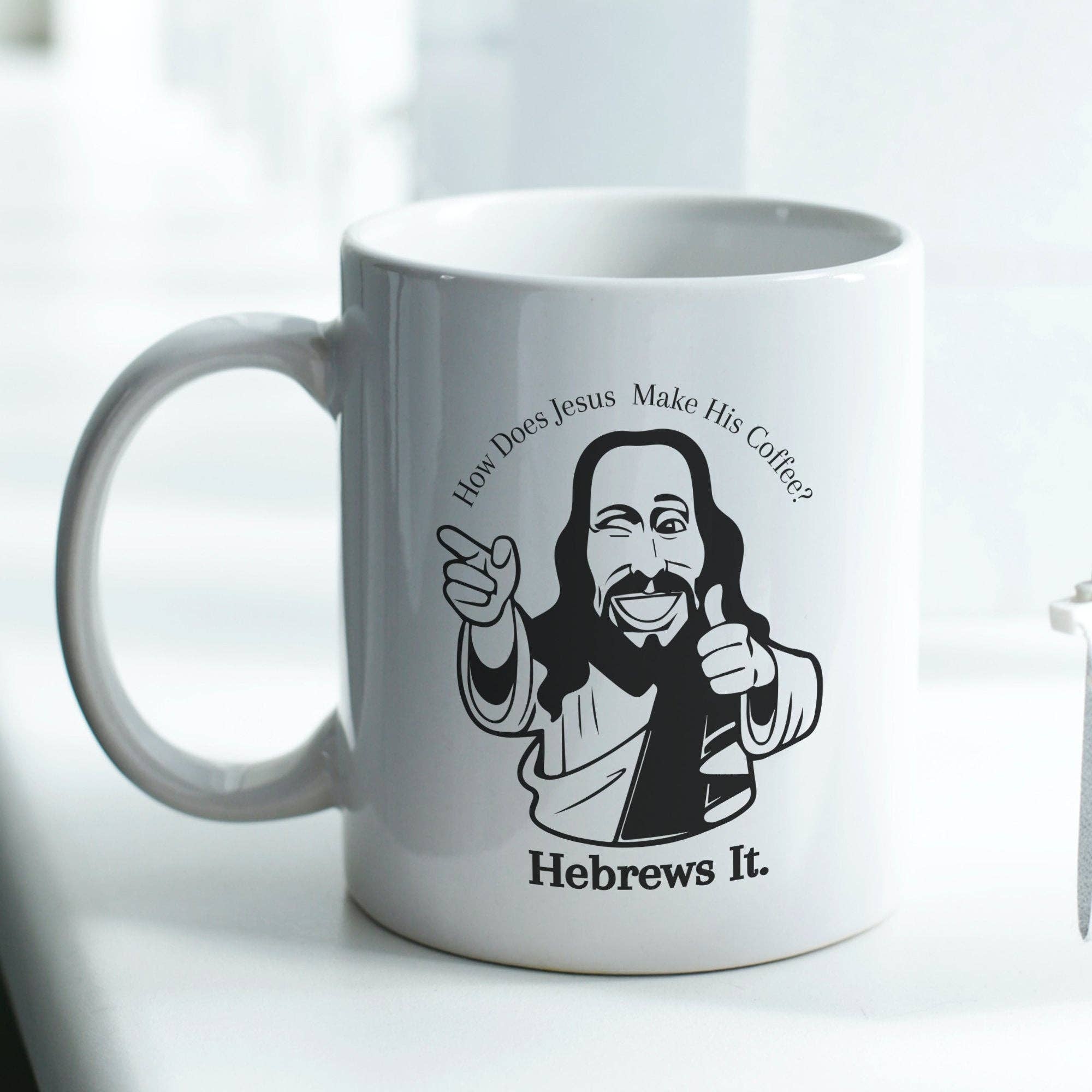 Sticker Bull - Venta al por mayor Taza - Taza de café Hebrews It Coffee Jesus de 11 onzas5