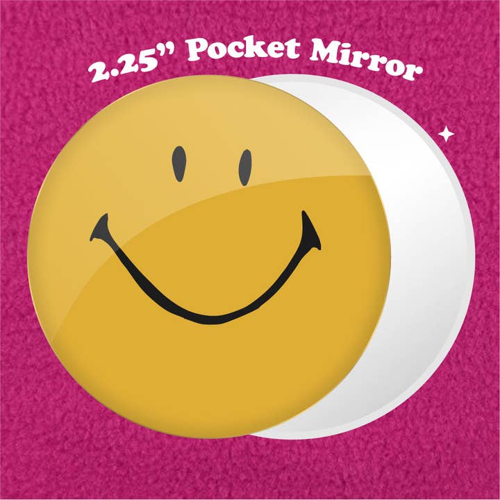 Happy Face 2.25" Pocket Mirror for wholesale by Bewilderment