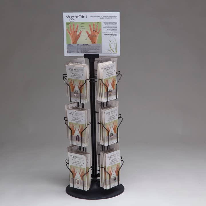 Small Black Post Card Rack 40 Rings & 20 Bracelets for wholesale by Magnehealth