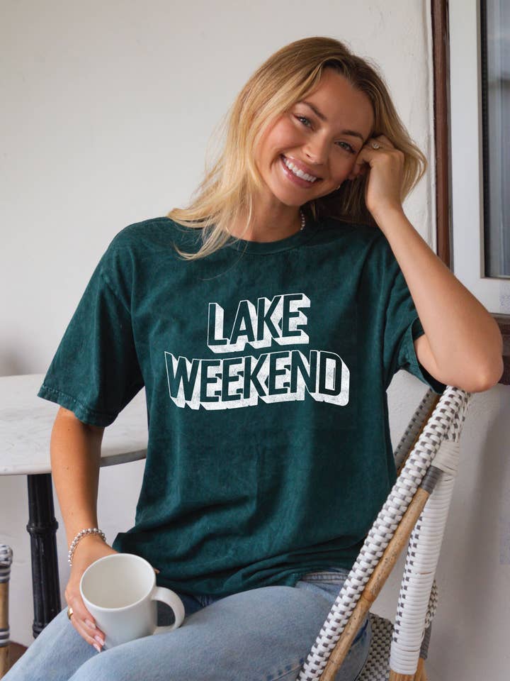 LAKE WEEKEND Mineral Washed Graphic Top
(Copy) for wholesale by OAT COLLECTIVE