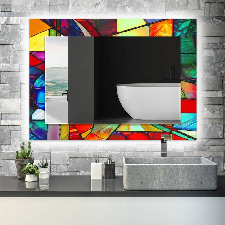 Espelho de parede de vidro temperado manchado por atacado de MyPhotostation