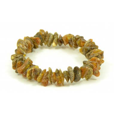 Green Chip Polished Amber Beads Bracelet for Adult for wholesale by The Natural Amber