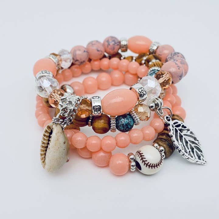 Mio Queena – Großhandel Schmucksets – Böhmisches elastisches Seil handgefertigtes Perlenarmband 4 Stück/Set8