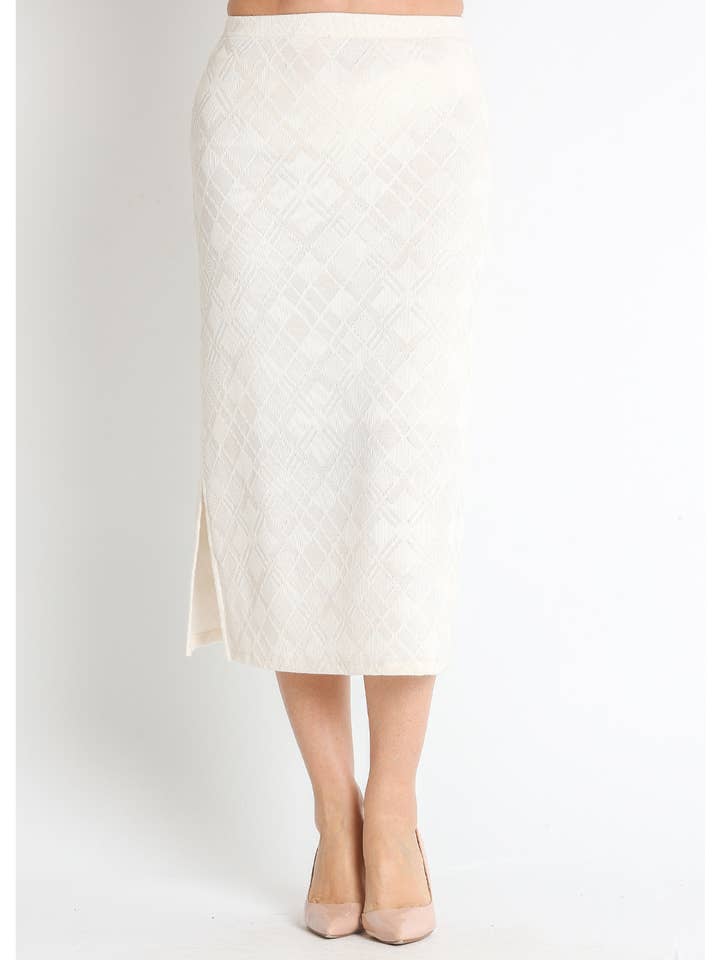 Gonna a maglia in lana jacquard a rombi per la vendita all'ingrosso da parte di LOURDES CASTILLO