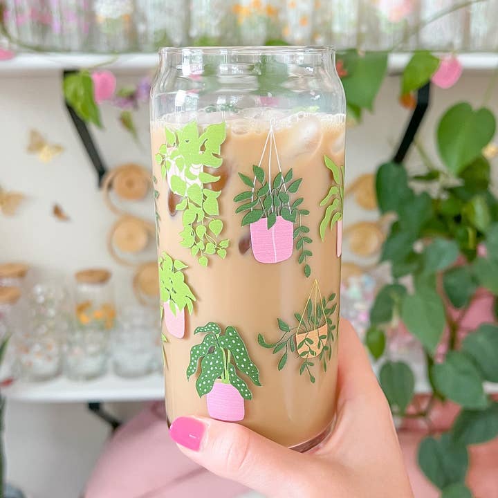 Hart and Flora Shop - Wholesale Drinking Glass/Cup - 20oz Colorful Plants Glass0