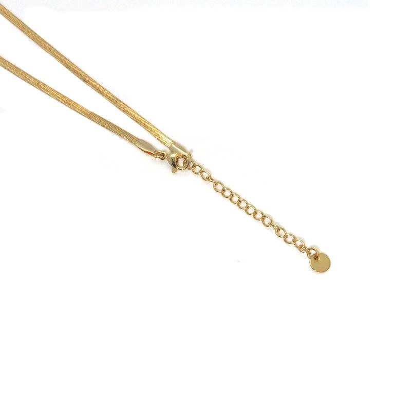 BestBeads&Beyond - Wholesale Pendant/Charm Necklace - Dainty herringbone Chain CZ Heart Necklace, sku#EF2981