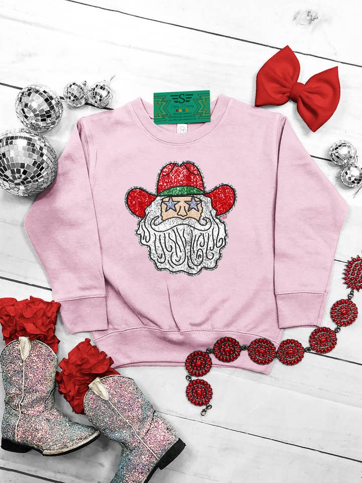 Flying S Company – Engroshandel Skjorte/bluse - Børn – Børn Faux Paillet Santa Crew2