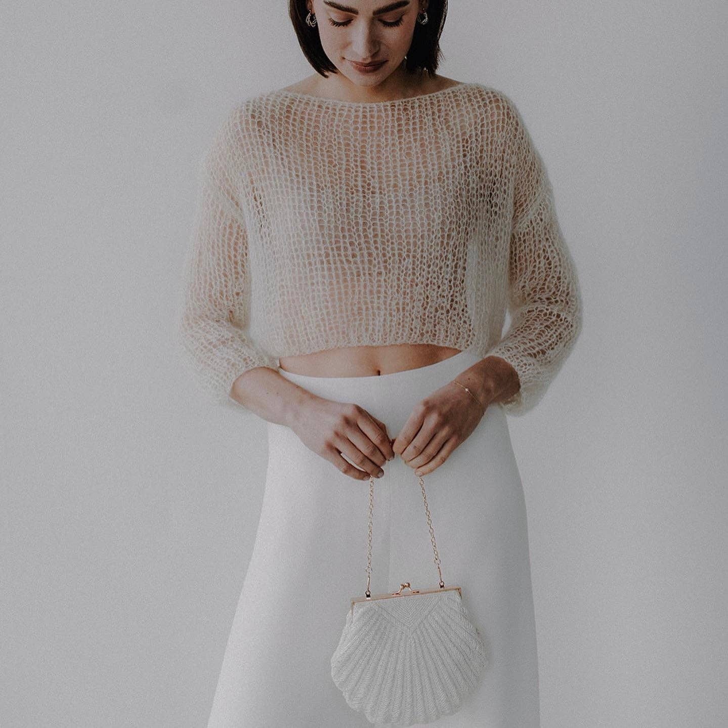 ROSYLEIA - Vente Pull en maille – femme - Pull court délicat en mohair12