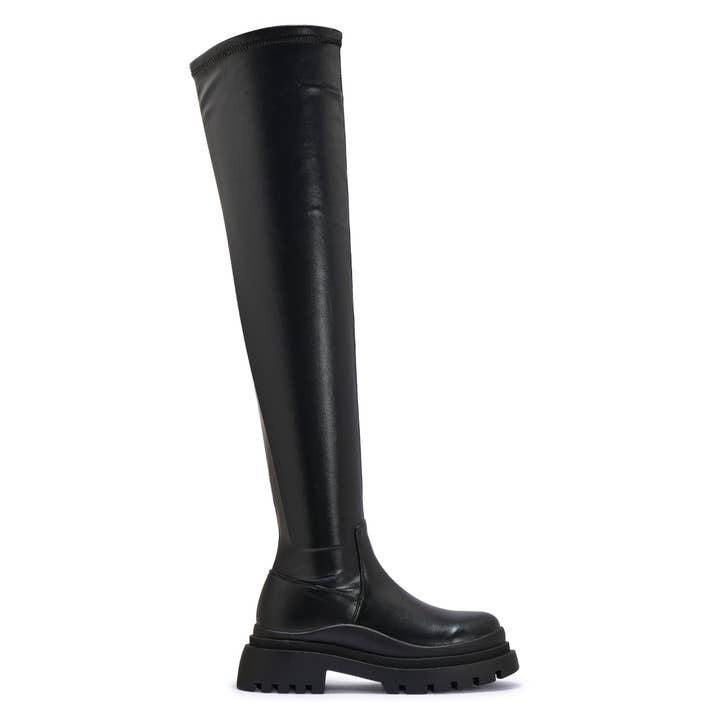 CHILLI4 – CHUNKY DOUBLE CLEATED SOLE KNEE HIGH BOOT for wholesale by City Shoes
