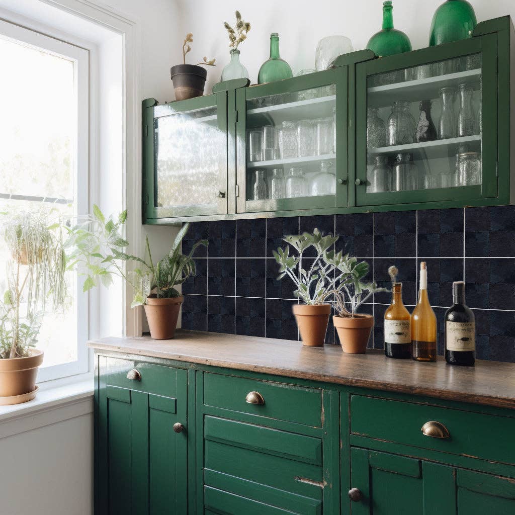 Mi Alma LLC - Wholesale Wall Tile - Solid Black Dark gray Peel And Stick Easy Transforming Dark backsplash Model -R978