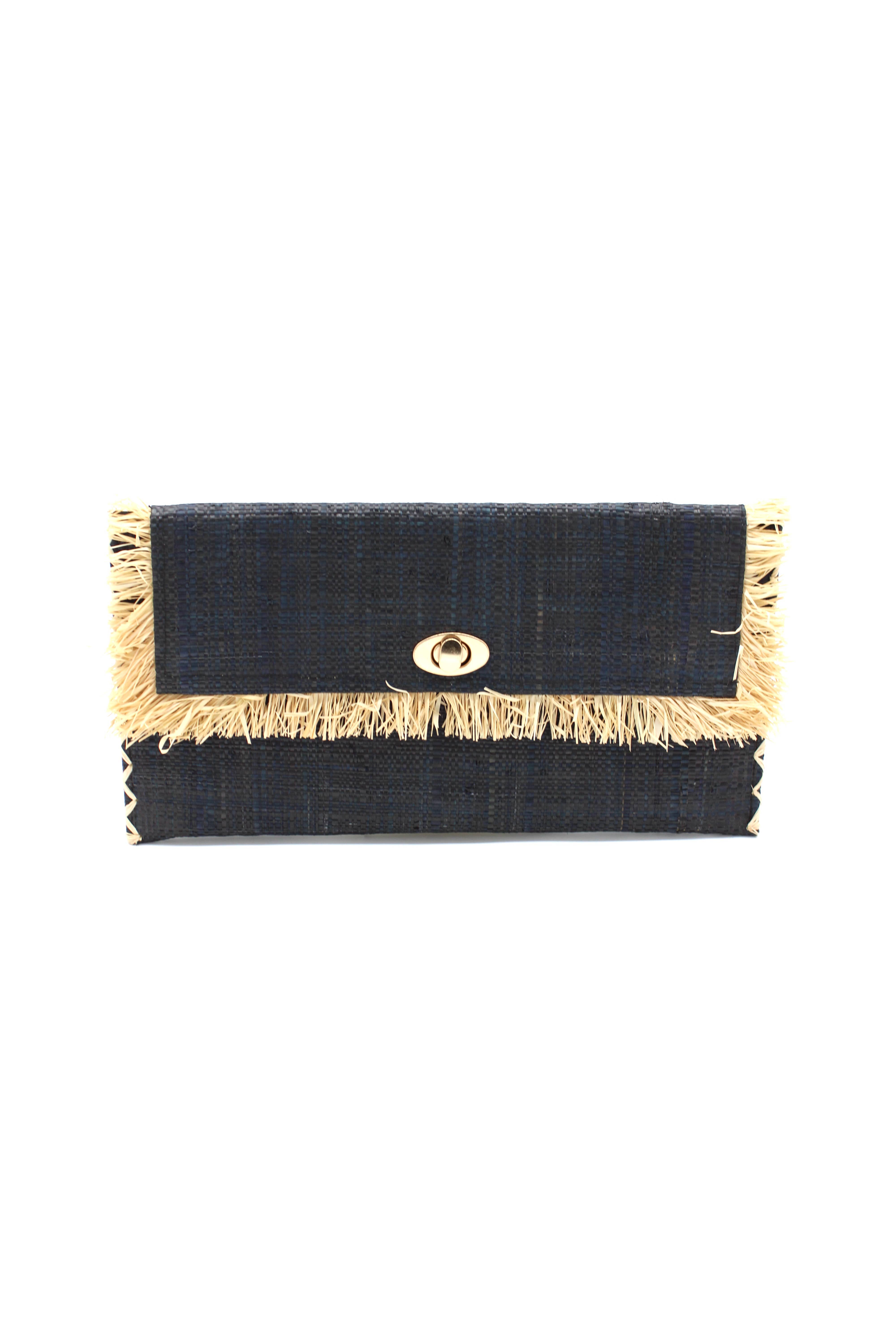 Shebobo - Vente Pochette – femme - Pochette Sophie en paille avec bordure à franges brutes10