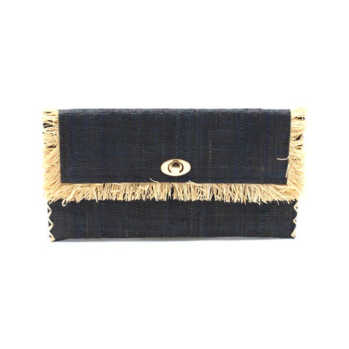 Shebobo - Vente Pochette – femme - Pochette Sophie en paille avec bordure à franges brutes10