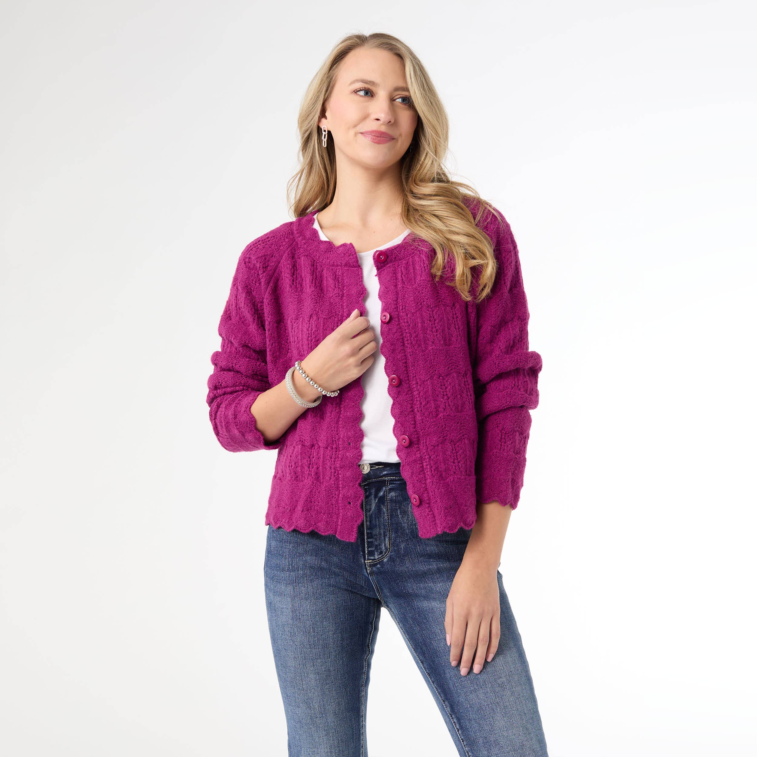 COCO + CARMEN - Wholesale Jacket - Women's - Regina Cardigan with Scalloped Trim6