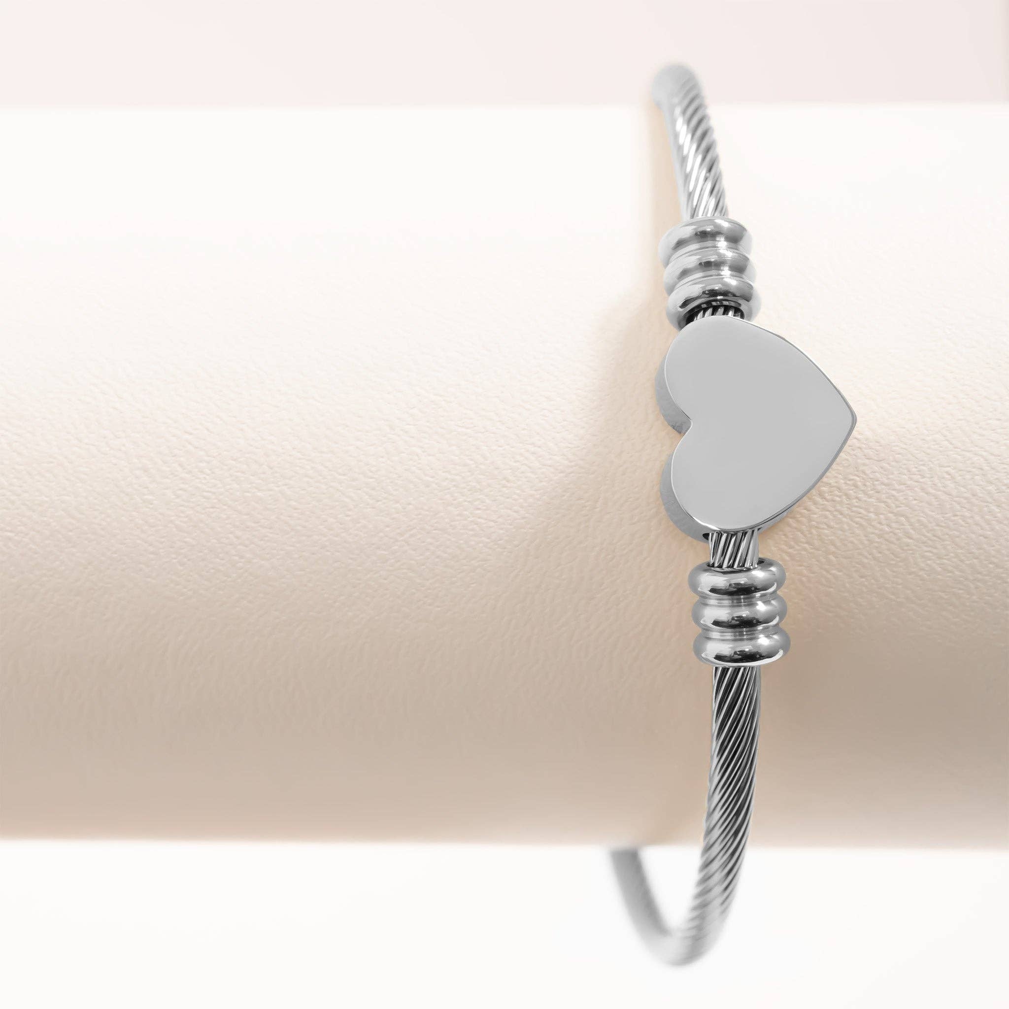 WJW - Wholesale Cuff Bracelet - 18K Gold PVD Stainless Steel Engravable Heart Cuff Bracelet9