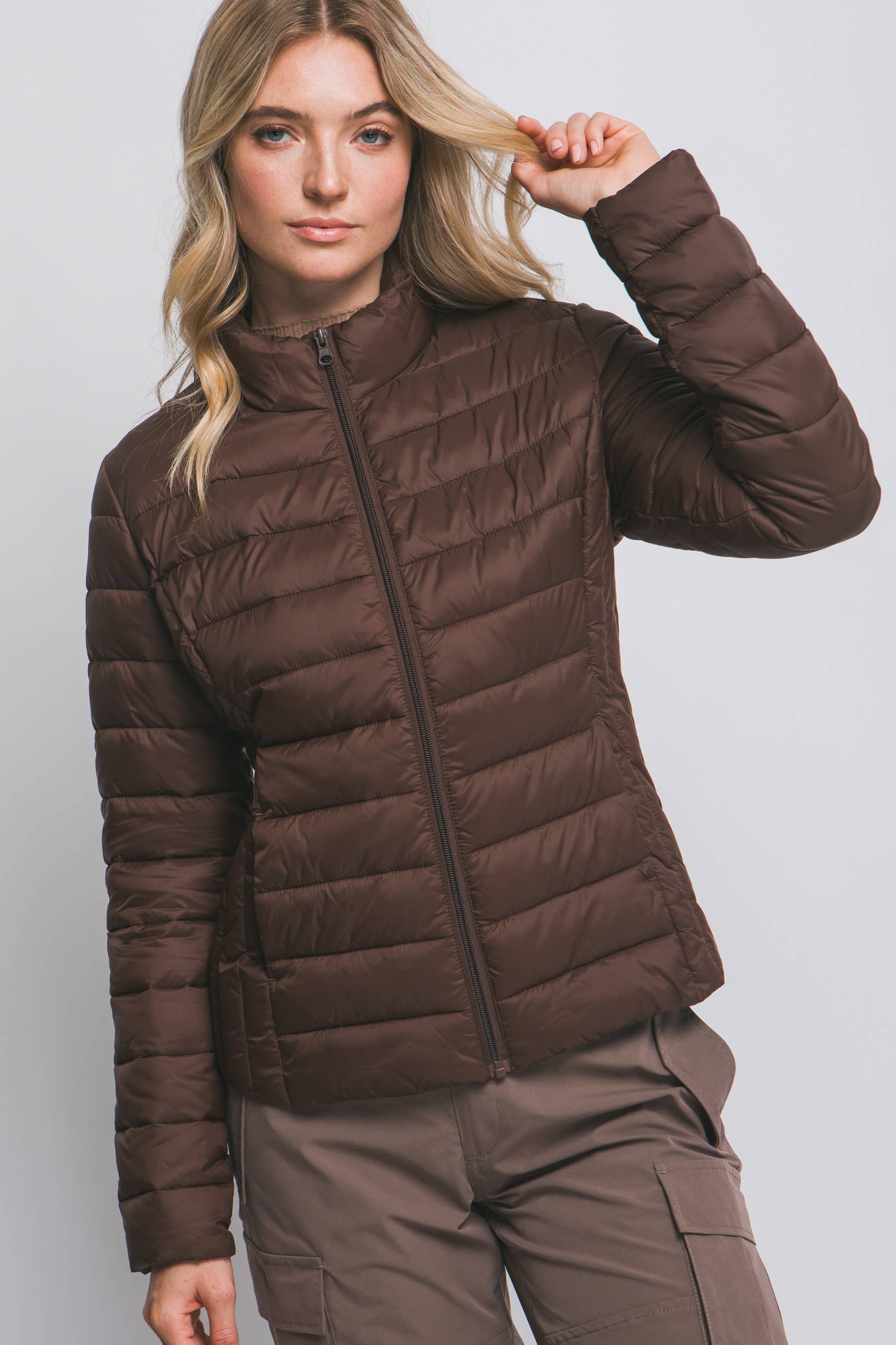 Peace Love Line - Wholesale Puffer Jacket - Women's - PL4300 - LT WEIGHT LONG SLEEVE PUFFER JACKET21