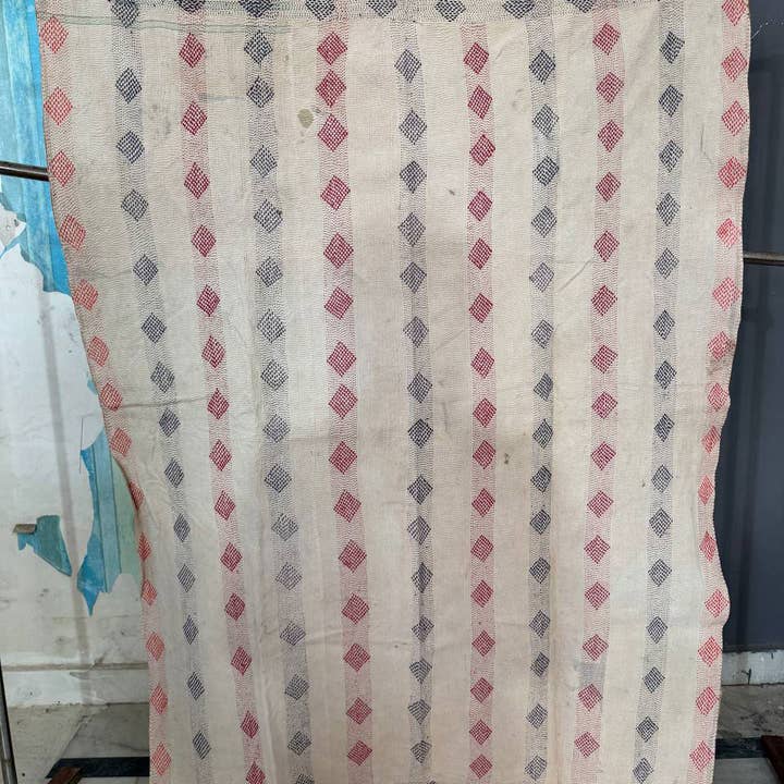 bhavnas boutique - Wholesale Quilt - Off White Color Cotton Kantha Stitch Quilt Vintage Bed Throw4