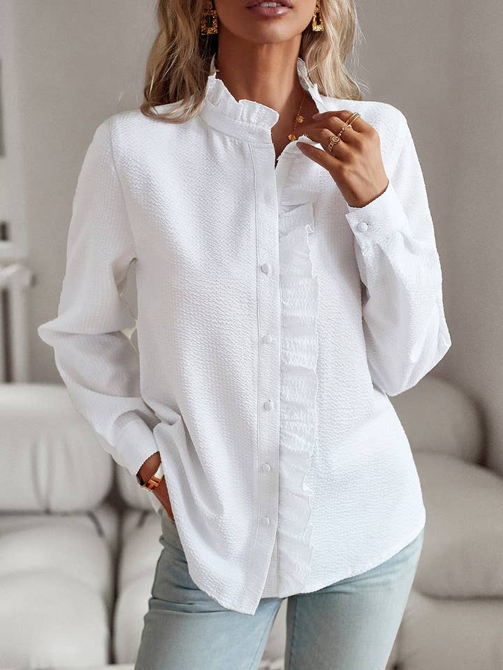 VividLux - Wholesale Button Down Shirt - Women's - Long Sleeve Casual Elegant Ladies Lace Design Shirt