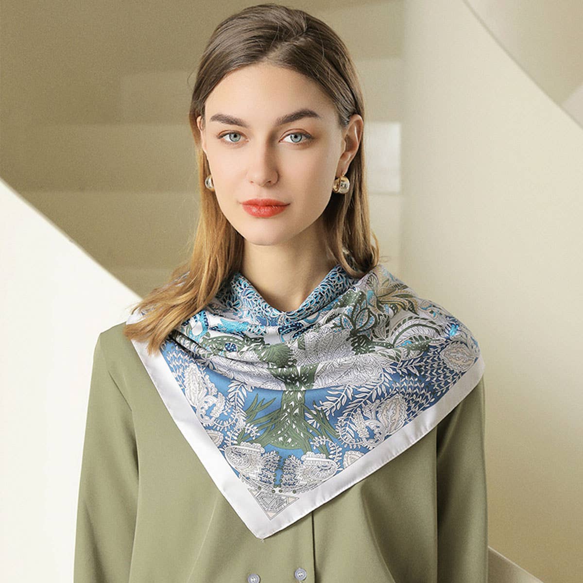 ACCITY - Wholesale Scarf - Women's - Vintage French Print Scarf – 90cm Silk Feel Square_CWASC017213