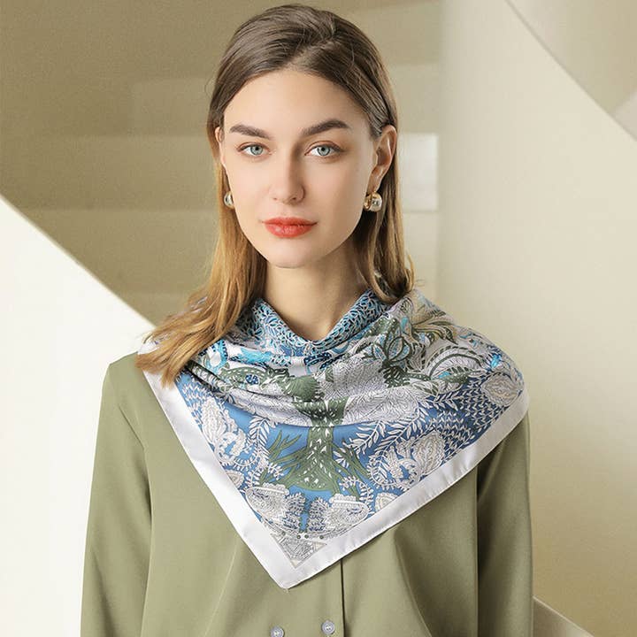 ACCITY - Wholesale Scarf - Women's - Vintage French Print Scarf – 90cm Silk Feel Square_CWASC017213