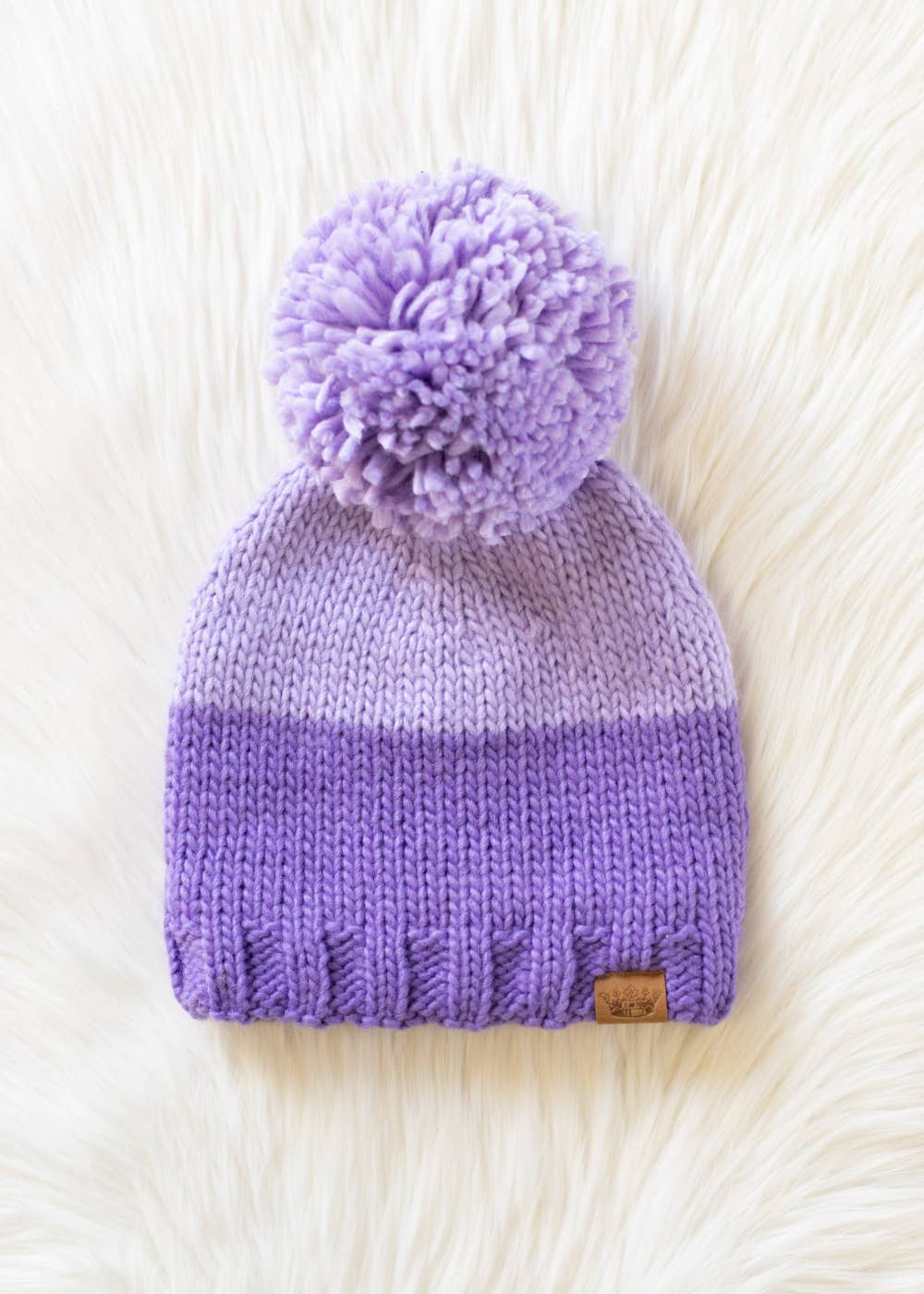 Panache Apparel Co. - Wholesale Beanie - Women's - Lt. Purple & Purple Color Block Pom Hat4