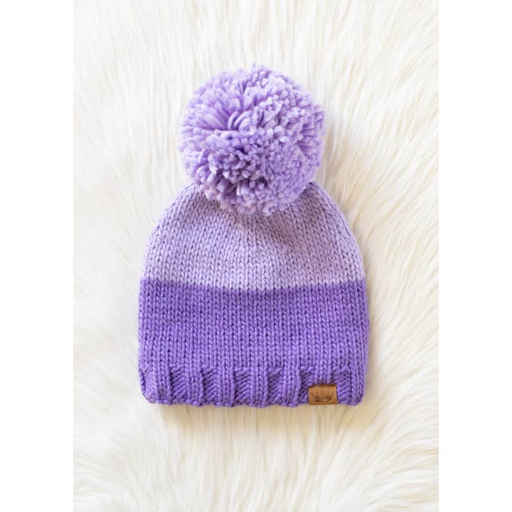 Panache Apparel Co. - Vendita all'ingrosso Berretto - Donna - Berretto Pom a Blocchi di Colore Lt. Viola & Viola4