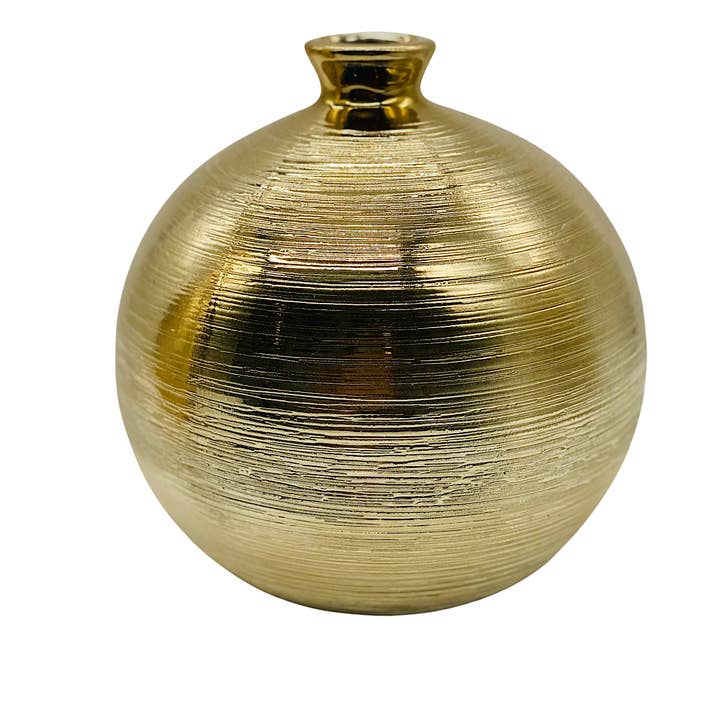 Roun d Gold Spun Vase for wholesale by Drew Derose Design
