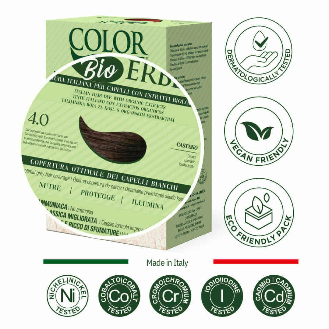 COLOR ERBE - Wholesale Haarverf - Color Erbe biologische haarkleur chestnut (4.0) - Made in Italy1