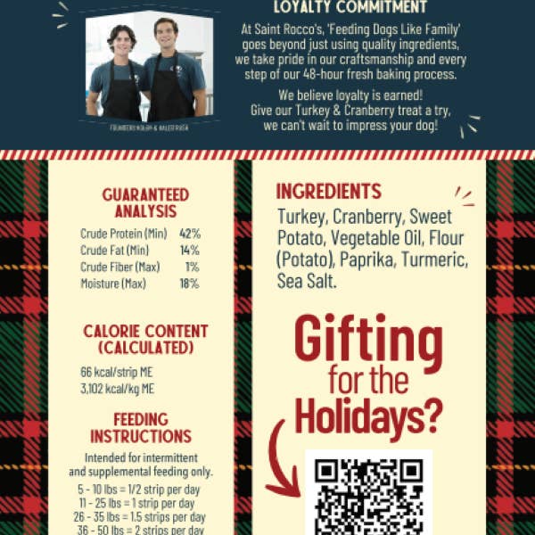 Saint Rocco's Treats - Wholesale Pet Treats - Dog - Turkey & Cranberry (8oz)4