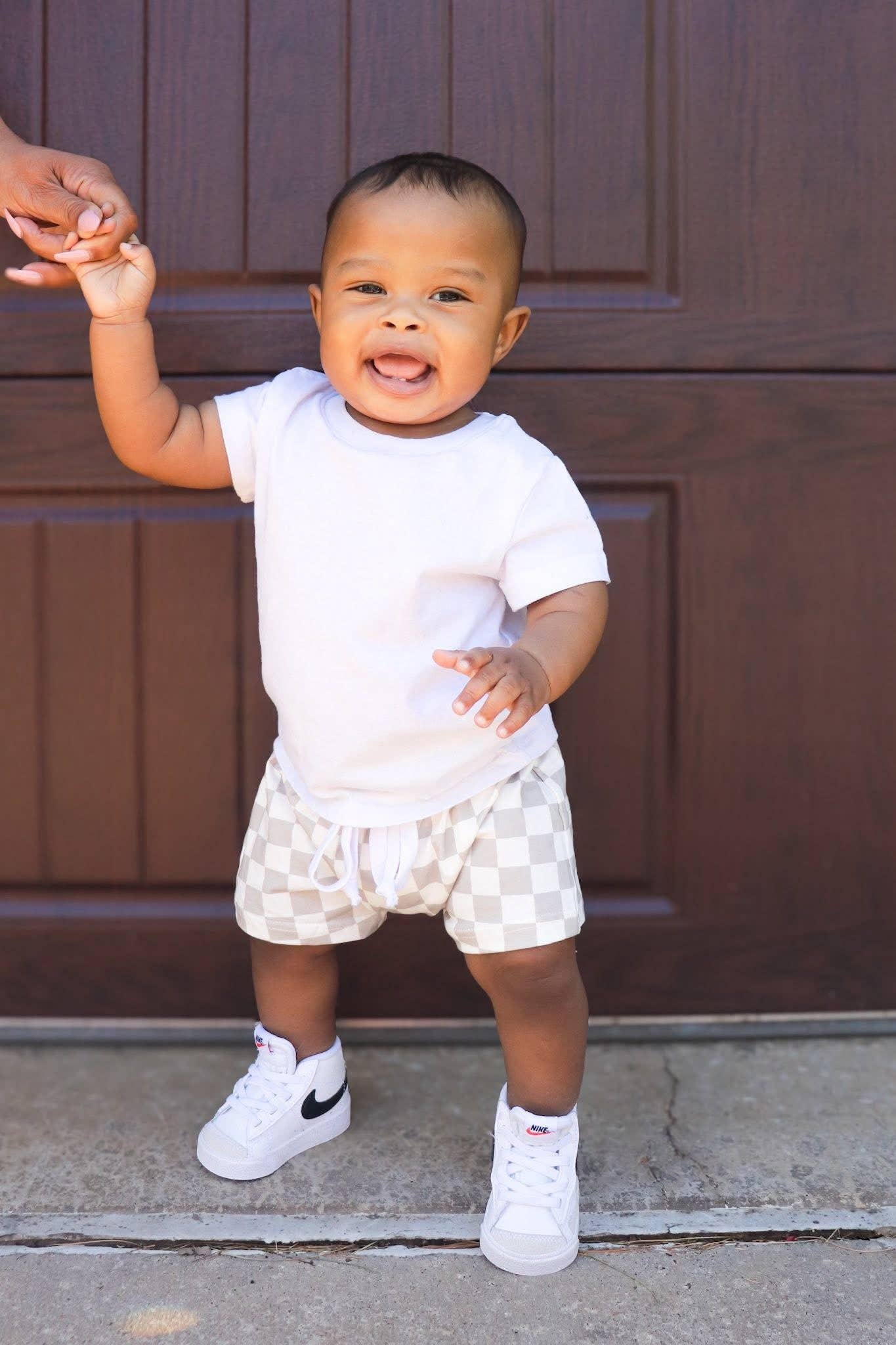 Lettie Grays Clothing - Wholesale Shorts - Kids - Taupe | Harem Checkered Shorts