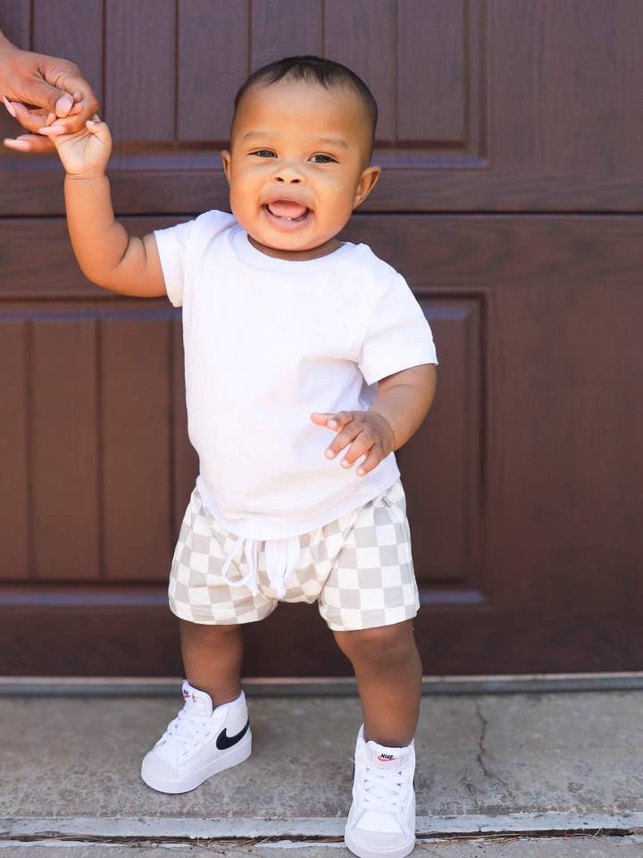 Lettie Grays Clothing – wholesale Shorts – Kids – Taupe | Harem Checkered Shorts