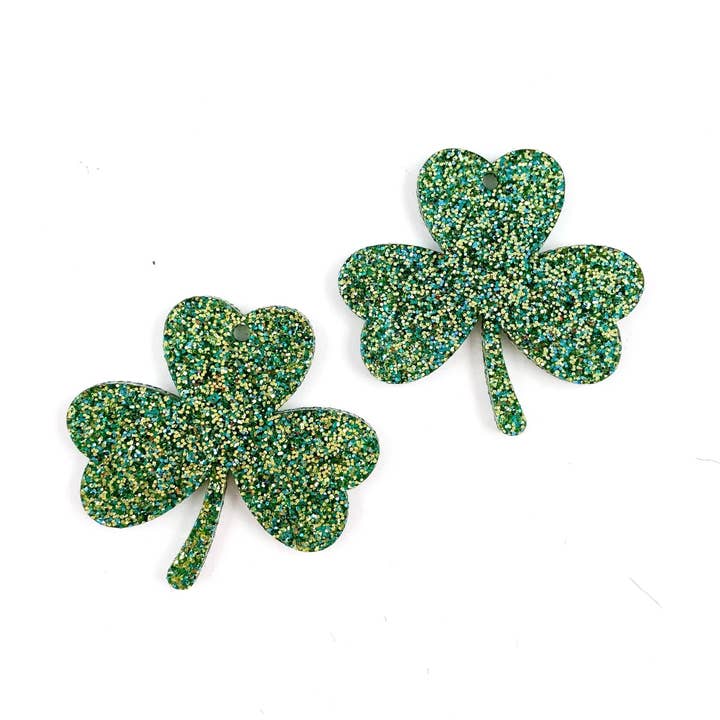 St Paddys "Shamrock Glitter" Shamrocks DIY Earring Blanks for wholesale by Piddlin' Supply Co