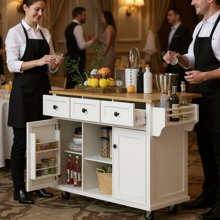 HOMYCASA DESIGN INC - Wholesale Kitchen Storage/Organizer - Commercial Kitchen Cart Rolling Storage Islandwith Drop Leaf