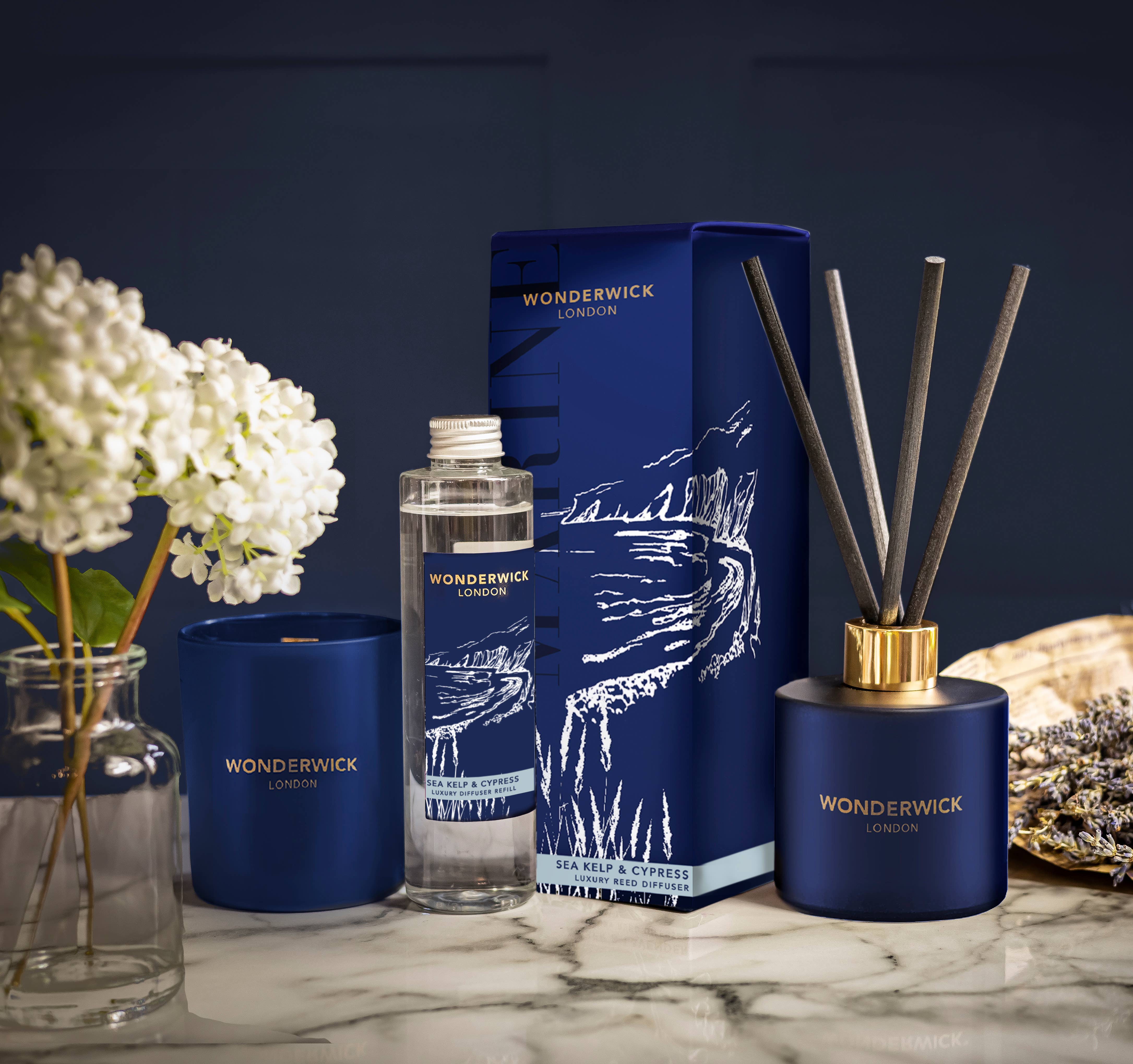 The Country Candle Co. - Wholesale Jar/Filled Candle - WONDERWICK London-Marine-Sea Kelp & Cypress Scented Candle3