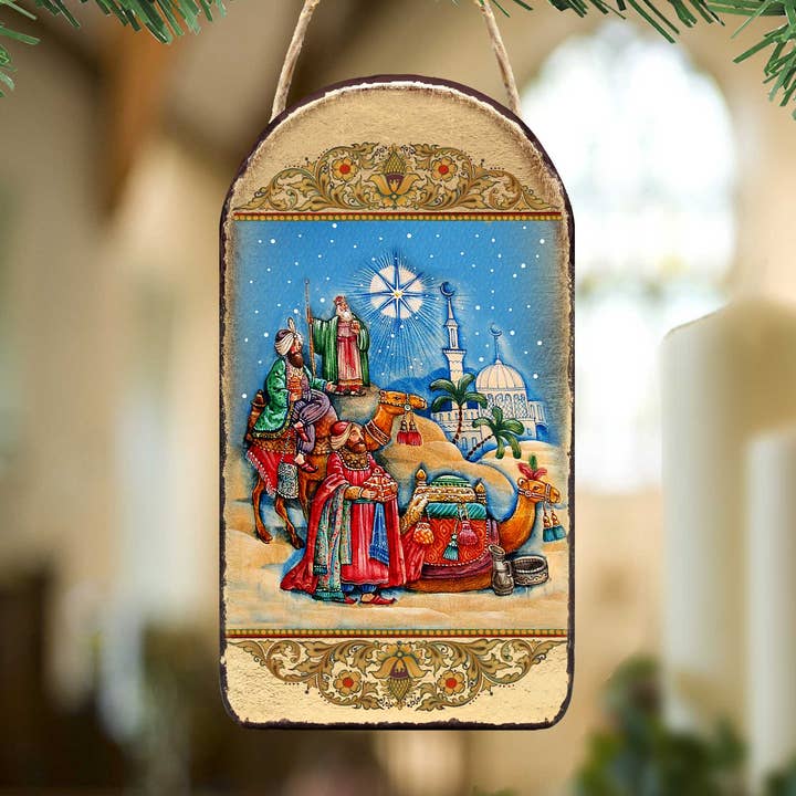 Three Kings Religious Wood Ornament 87039 for wholesale by Designocracy