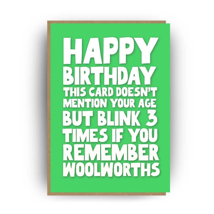 Woolworths - Divertida Tarjeta de Cumpleaños Retro - 5x7" para venta al por mayor de Pickled Prints