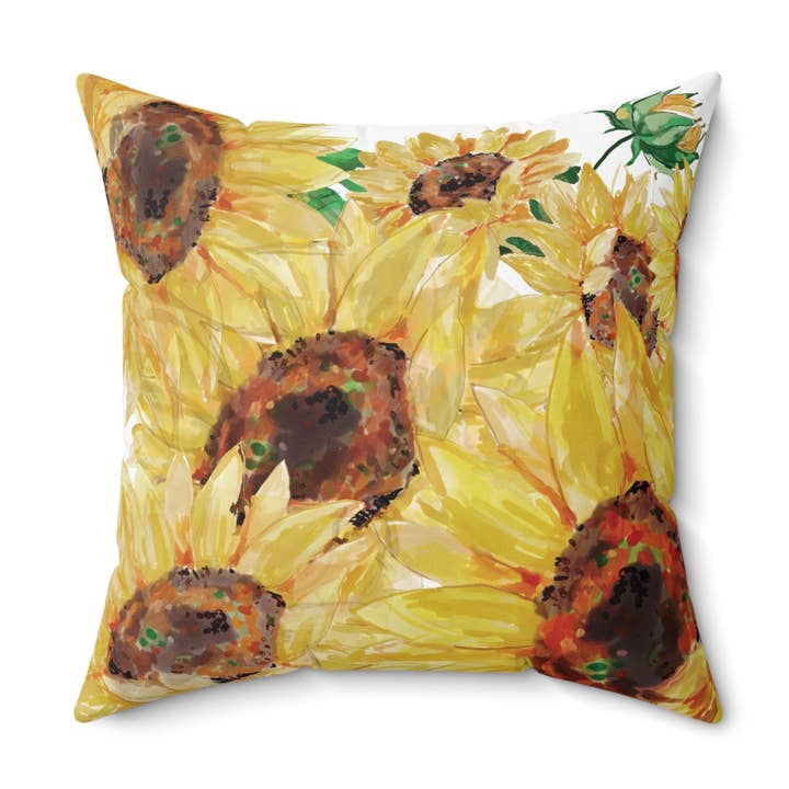 Sunflower Decorative Pillow, Bright Floral Home Decor for wholesale by Blue Cava