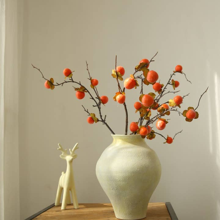 ACNITE(We cover U.S. import duties) - Wholesale Artificial Flowers - Artificial Orange persimmon fruits branches fall home decor3
