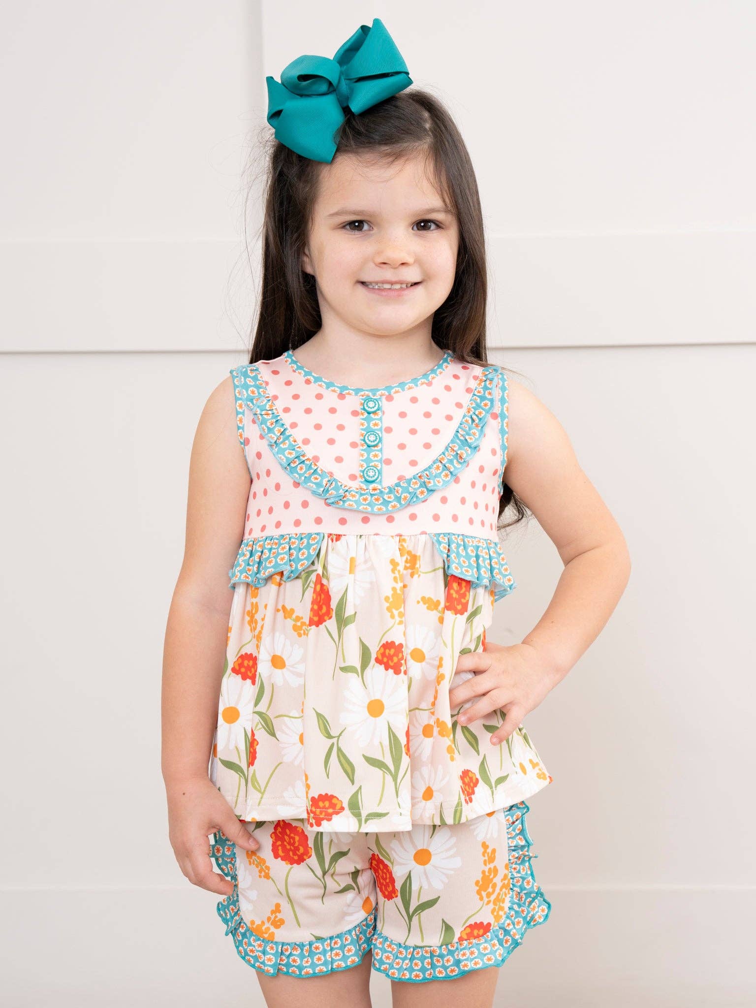 Marie Nicole Clothing - Wholesale Top & Short Set - Kids - Daisy Janes Ruffle Trim Outfit4