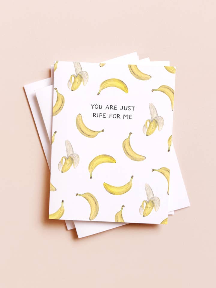 Just Ripe For Me Bananas — Food Pun Love Card for wholesale by Amy Zhang