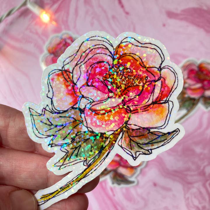 Peony with Stem Sticker for wholesale by stickersbyjodi