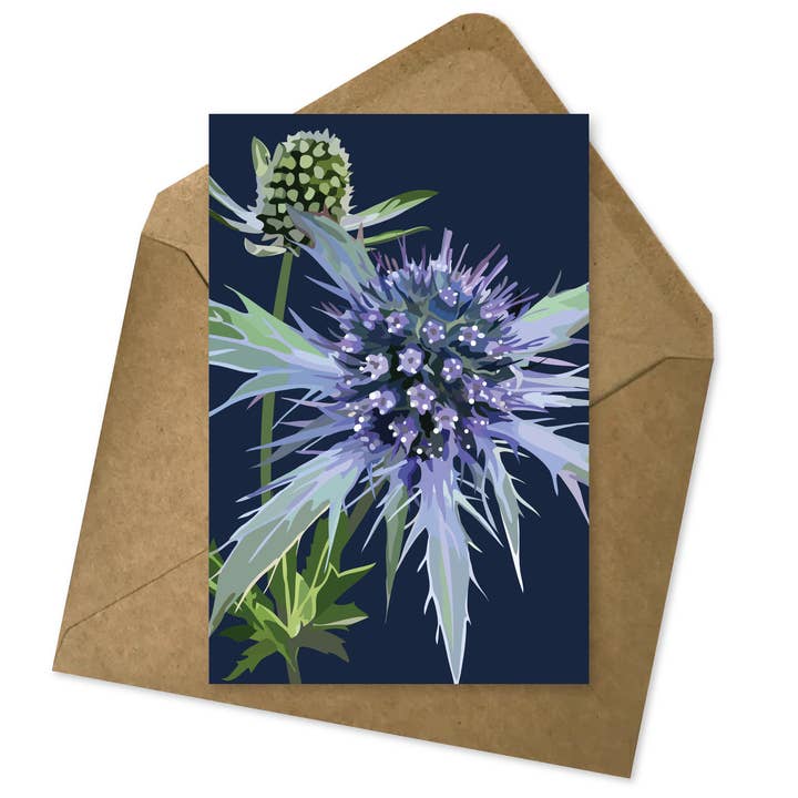 Carte d'accompagnement botanique | Étiquette cadeau Chardon bleu pour la vente par The Red Barn Press