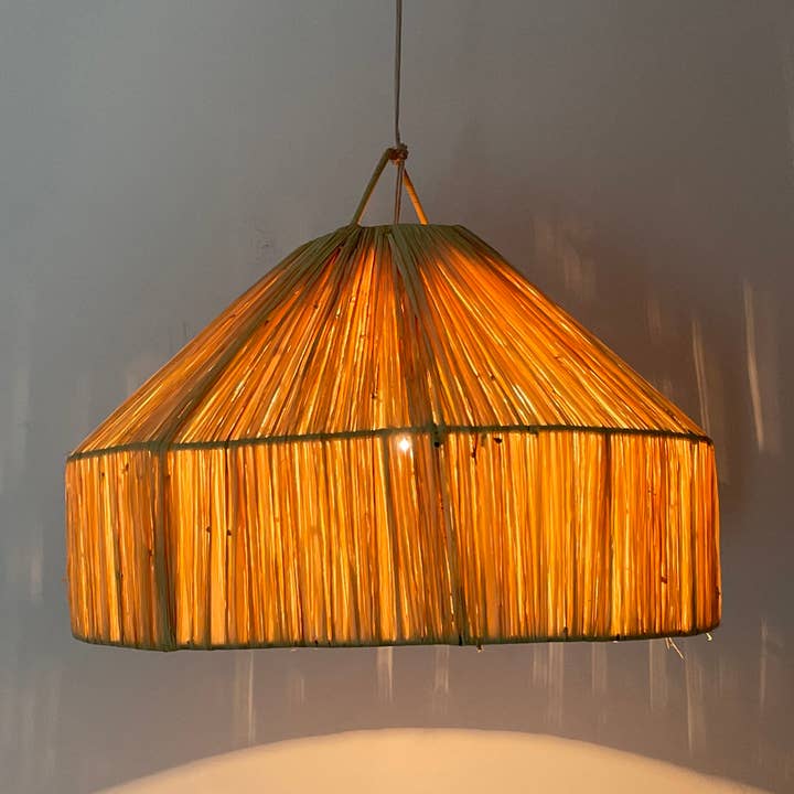 Raffia Pendant Light – Handwoven Natural Fiber Ceiling Lamp for wholesale by LeBazare